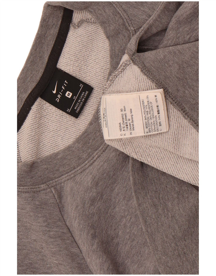 Nike Womens Dri Fit Graphic Oversized Sweatshirt Jumper UK 14 Medium Grey