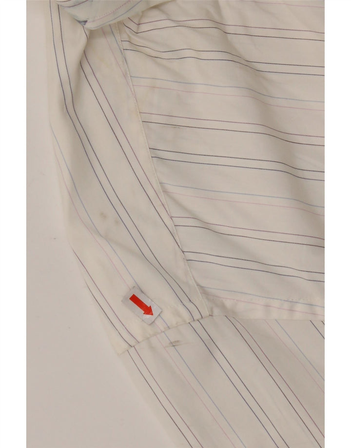 MASSIMO DUTTI Mens Shirt Size 43 Large White Striped Cotton