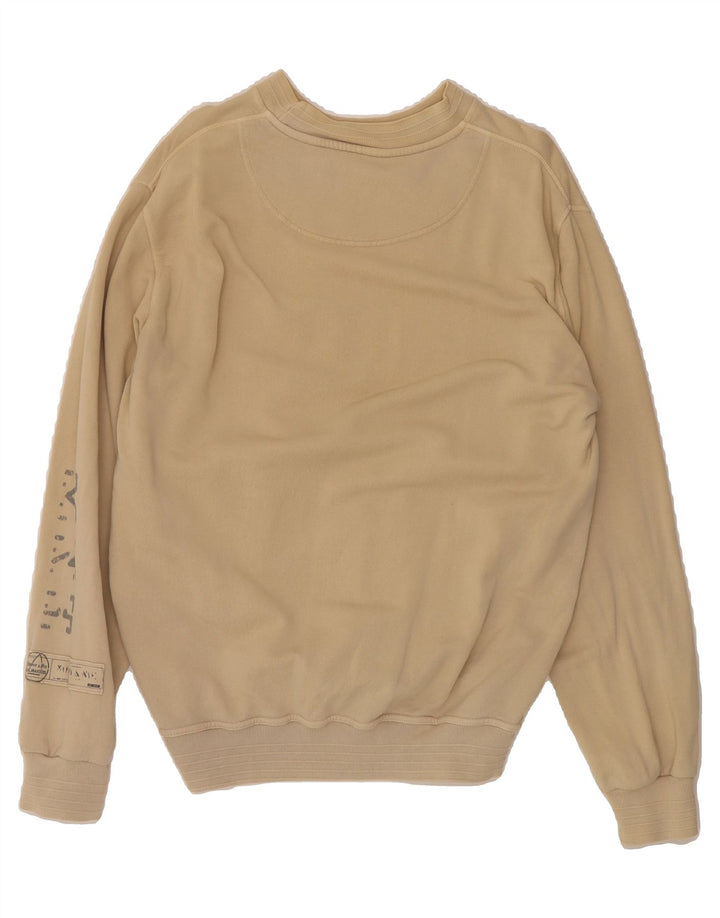 MURPHY & NYE Mens Graphic Sweatshirt Jumper Medium Beige Vintage Murphy & Nye and Second-Hand Murphy & Nye from Messina Hembry 