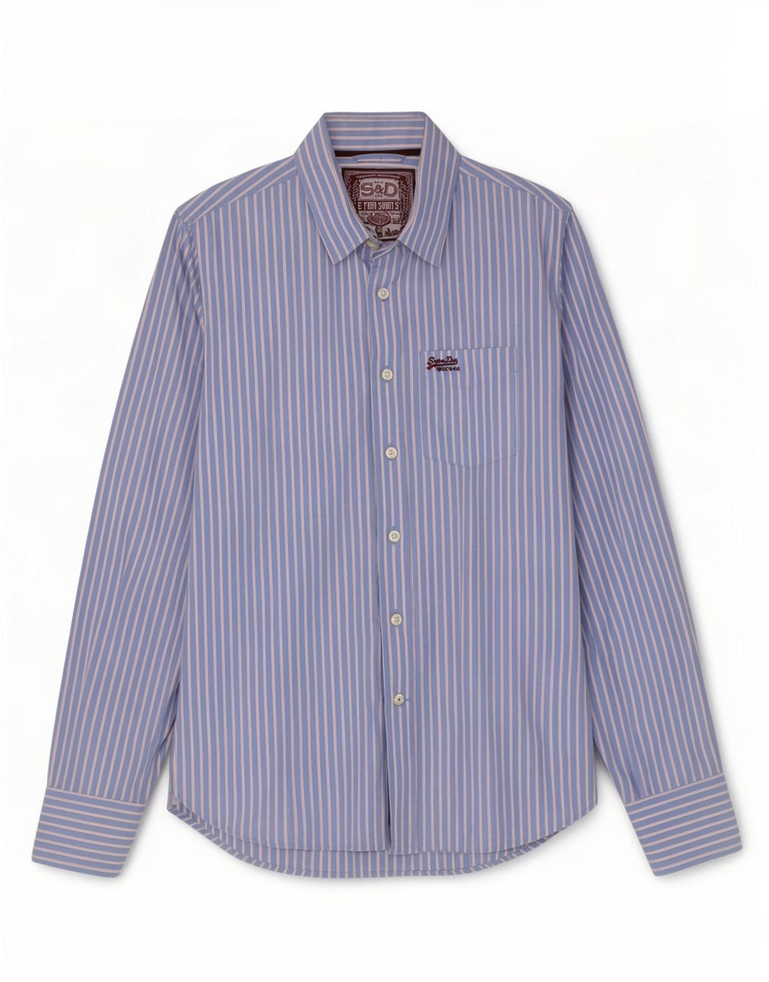Superdry Mens Shirt Large Blue Pinstripe Cotton