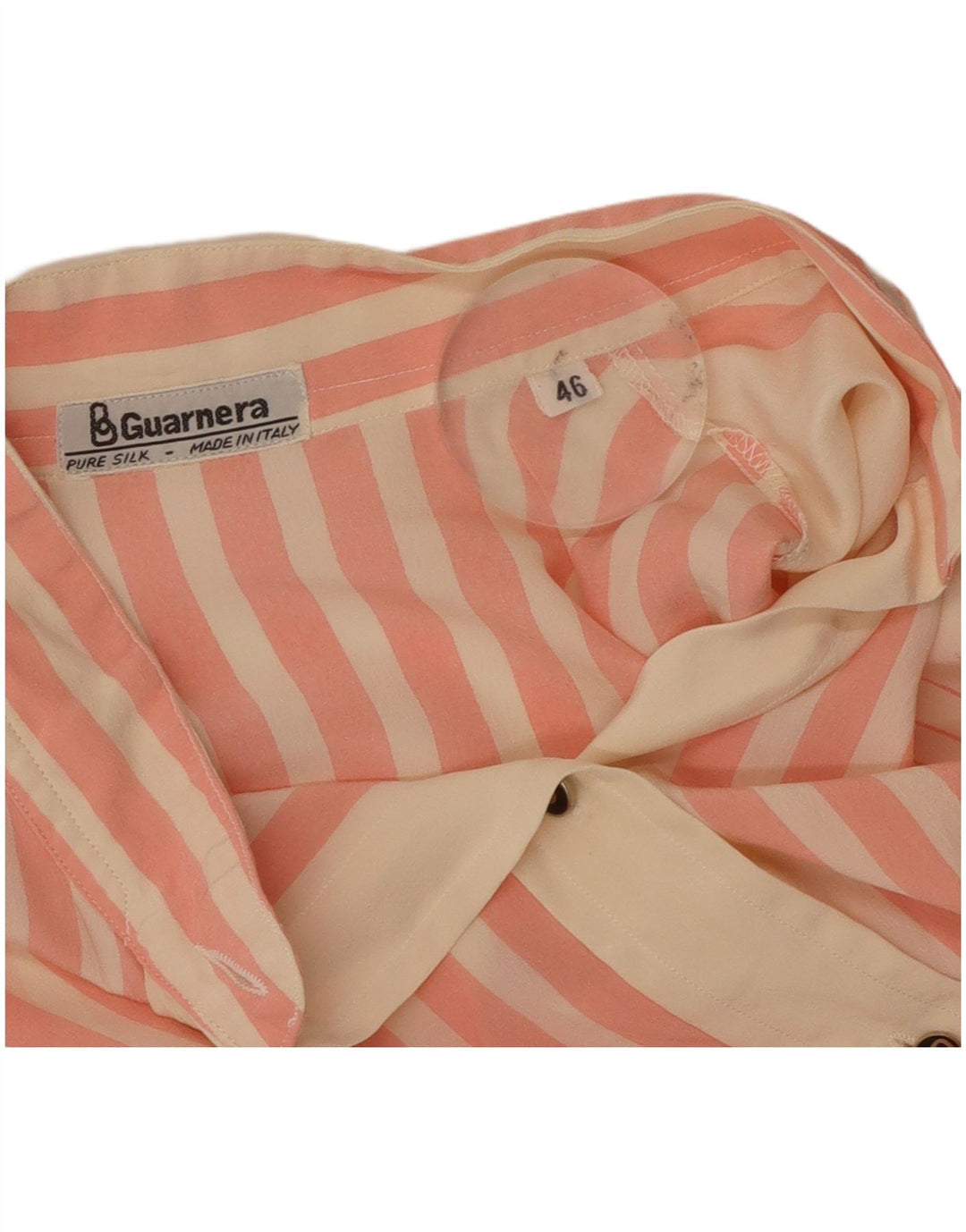 Guarnera Womens Shirt Blouse IT 46 Large Pink Striped Silk Retro