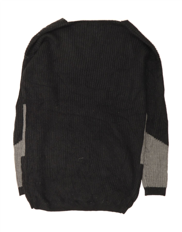 MOSSIMO Mens V-Neck Jumper Sweater Medium Black Colourblock Acrylic Vintage Mossimo and Second-Hand Mossimo from Messina Hembry 