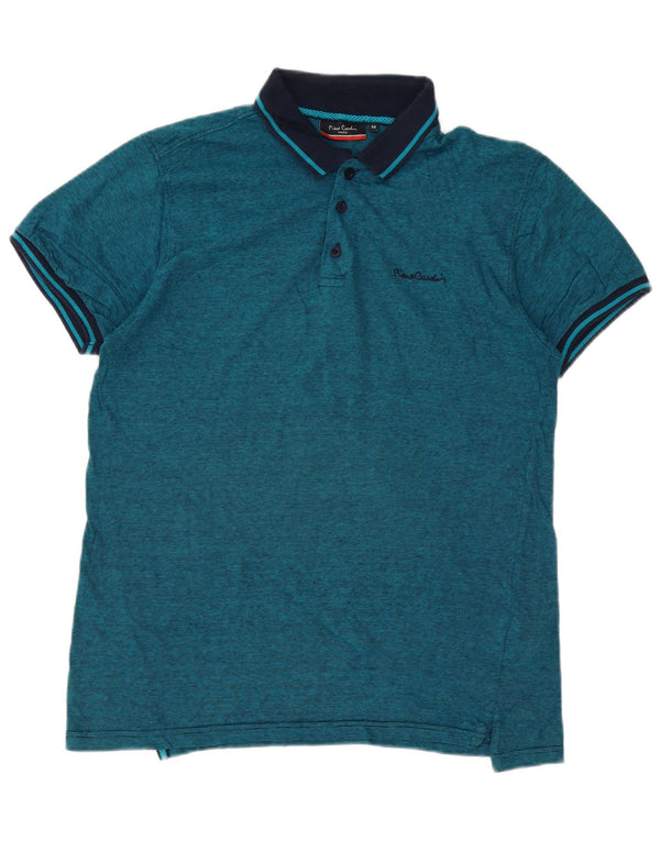 Pierre Cardin Mens Regular Fit Polo Shirt Medium Turquoise Pinstripe Cotton