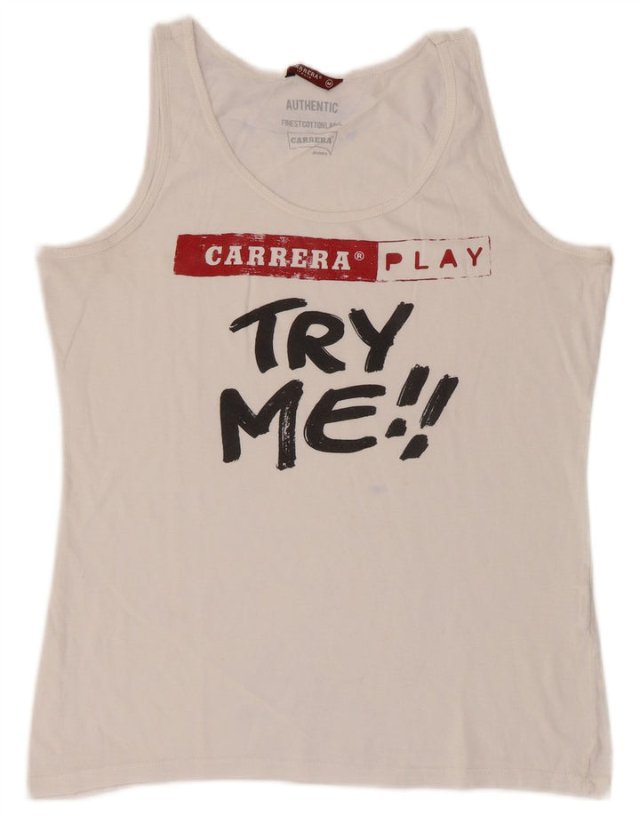 CARRERA Womens Graphic Vest Top UK 12 Medium White