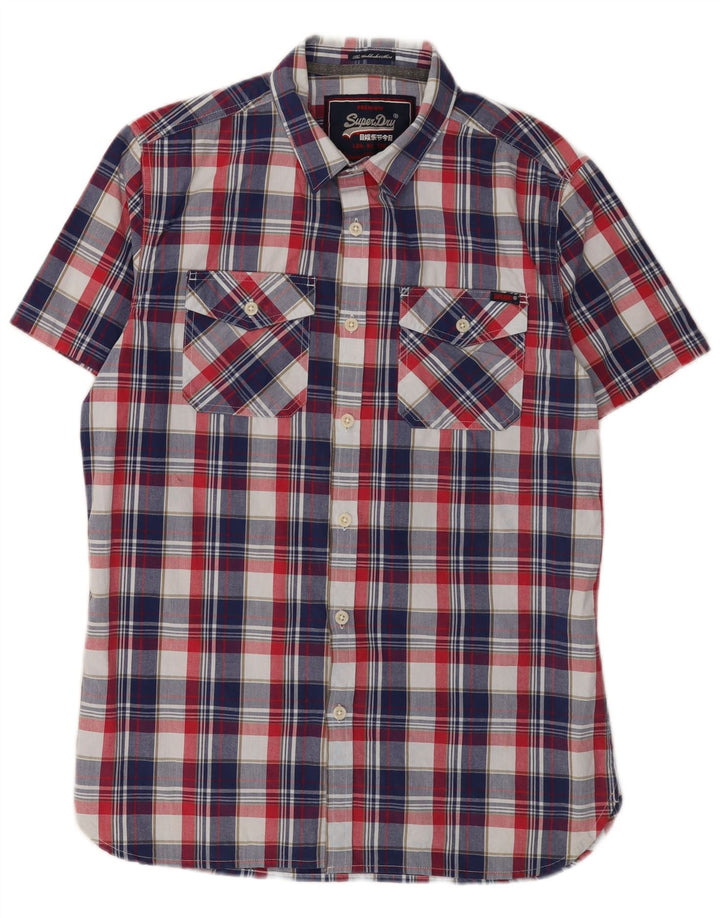 SUPERDRY Mens Short Sleeve Shirt Large Multicoloured Check Cotton
