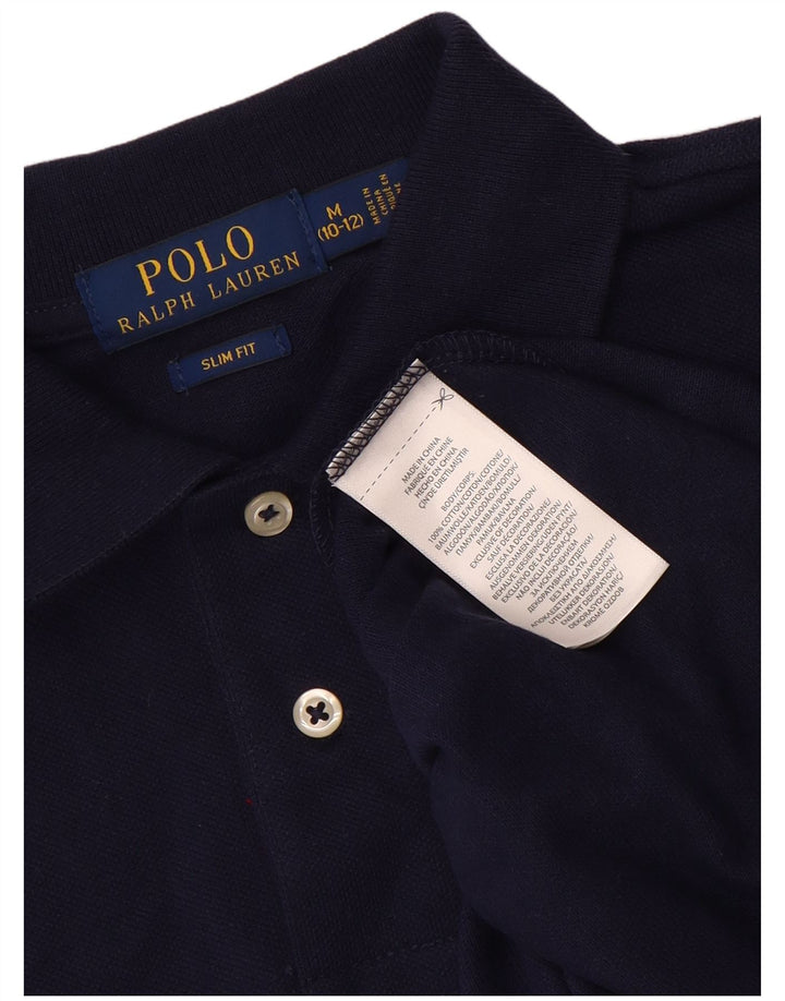 POLO RALPH LAUREN Boys Slim Fit Polo Shirt 10-11 Years Medium Navy Blue