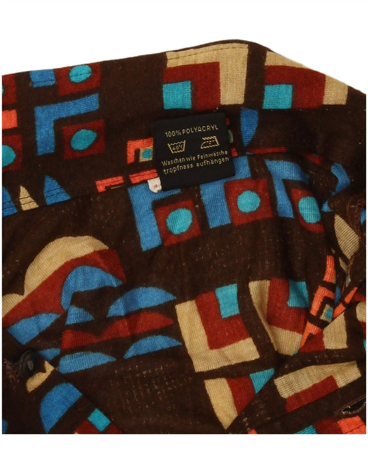Vintage Boys Shirt 11-12 Years Brown Geometric Polyacrylic