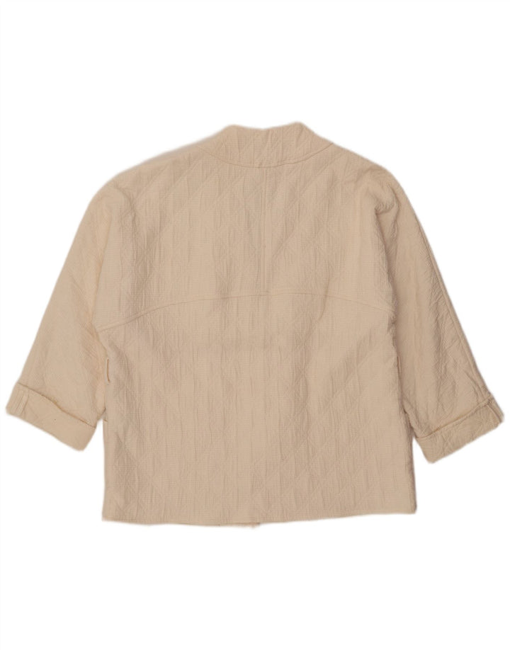 ZARA Womens Oversized 3/4 Sleeve Open Blazer Jacket UK 14 Medium Off White