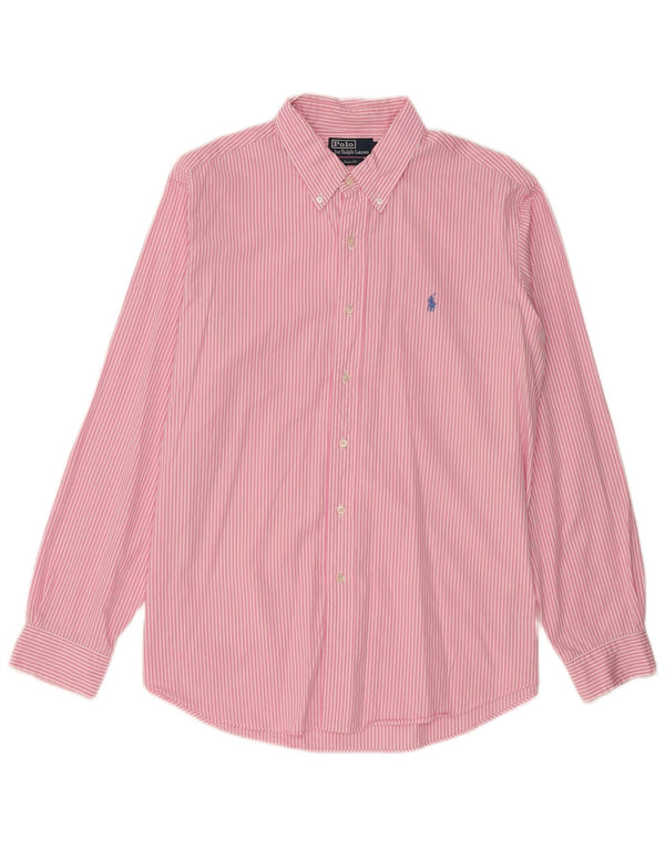 POLO RALPH LAUREN Mens Custom Fit Shirt XL Pink Pinstripe Cotton