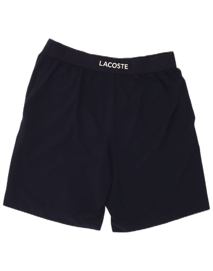 Lacoste Mens Graphic Sport Shorts Size 4 Medium Navy Blue Polyester