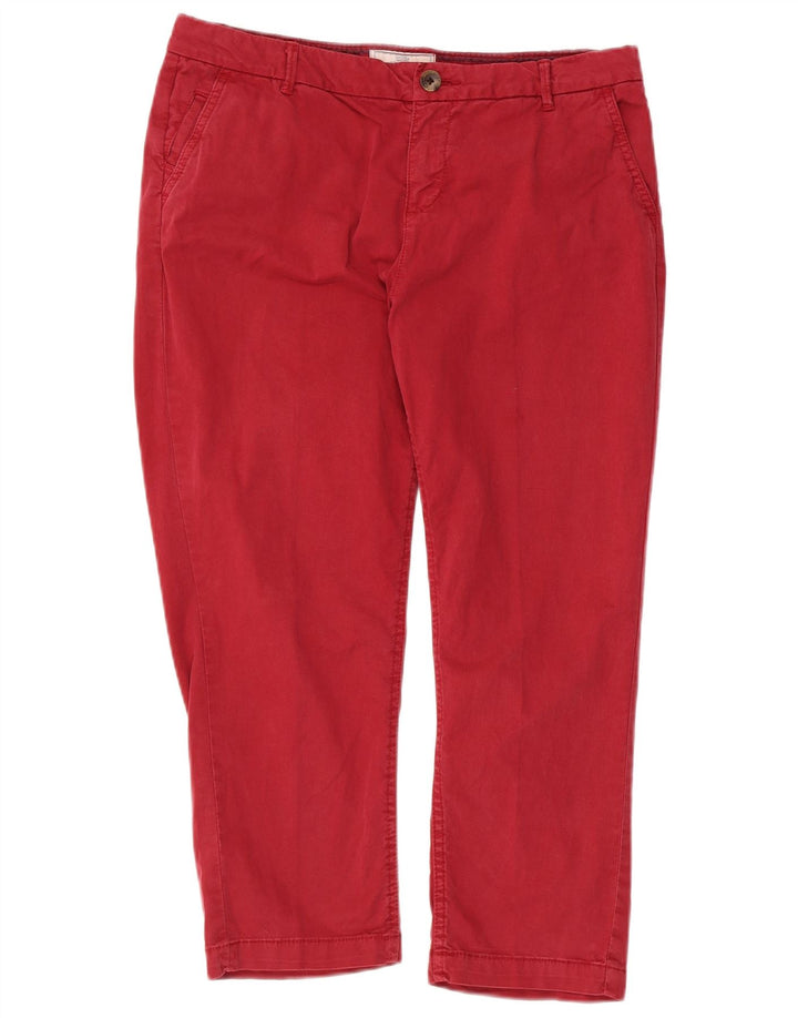 FAT FACE Womens Straight Capri Trousers UK 12 Medium W34 L23 Red Cotton