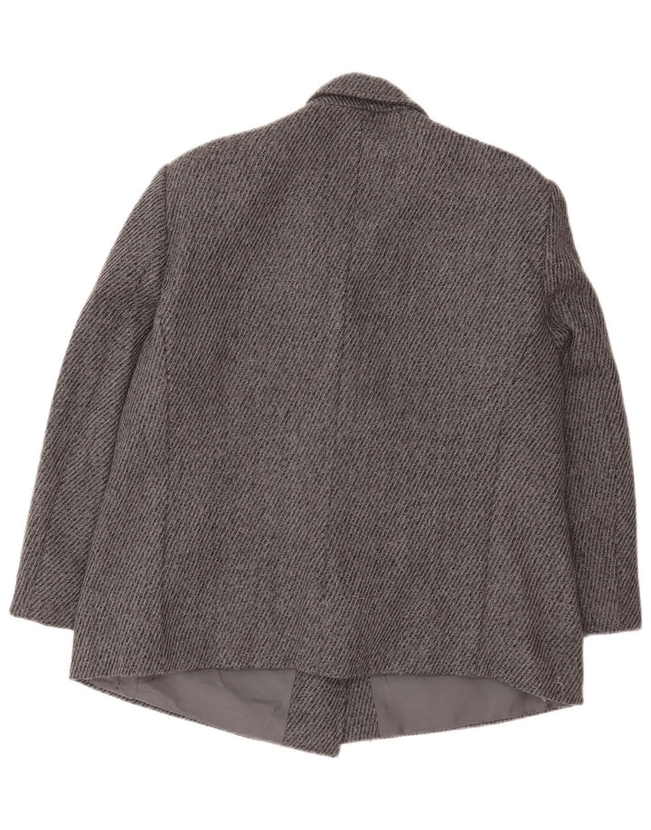 ELENA MIRO Womens Double Breasted Blazer Jacket IT 49 XL Grey Virgin Wool