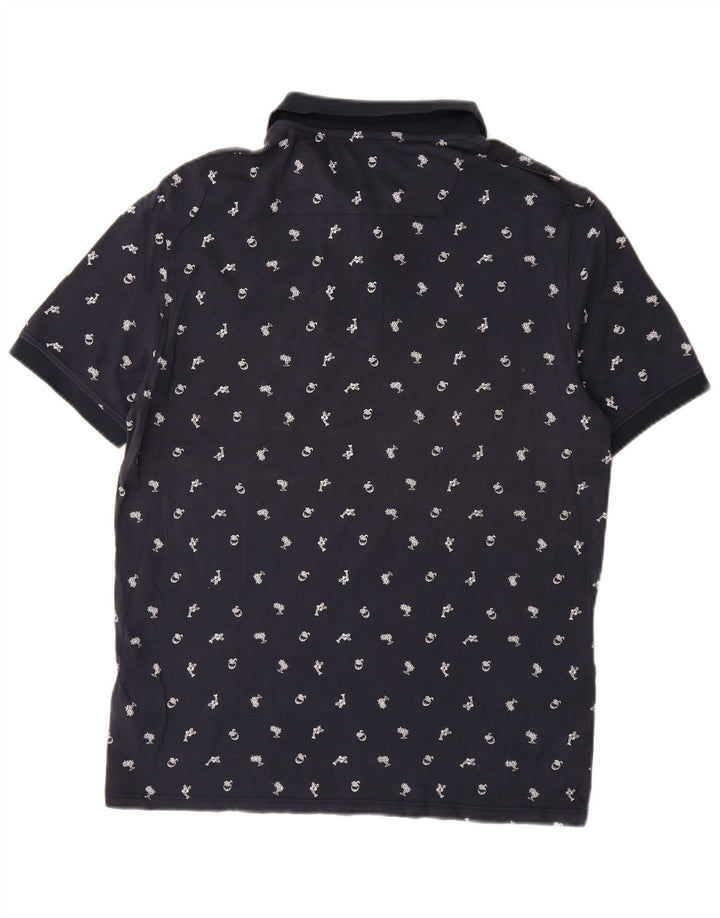 Guess Mens Regular Fit Polo Shirt Small Navy Blue Spotted Cotton