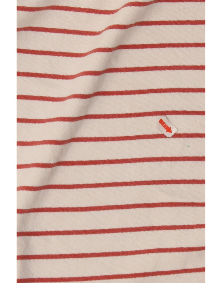 FAT FACE Womens Top Long Sleeve UK 8 Small Off White Striped Cotton