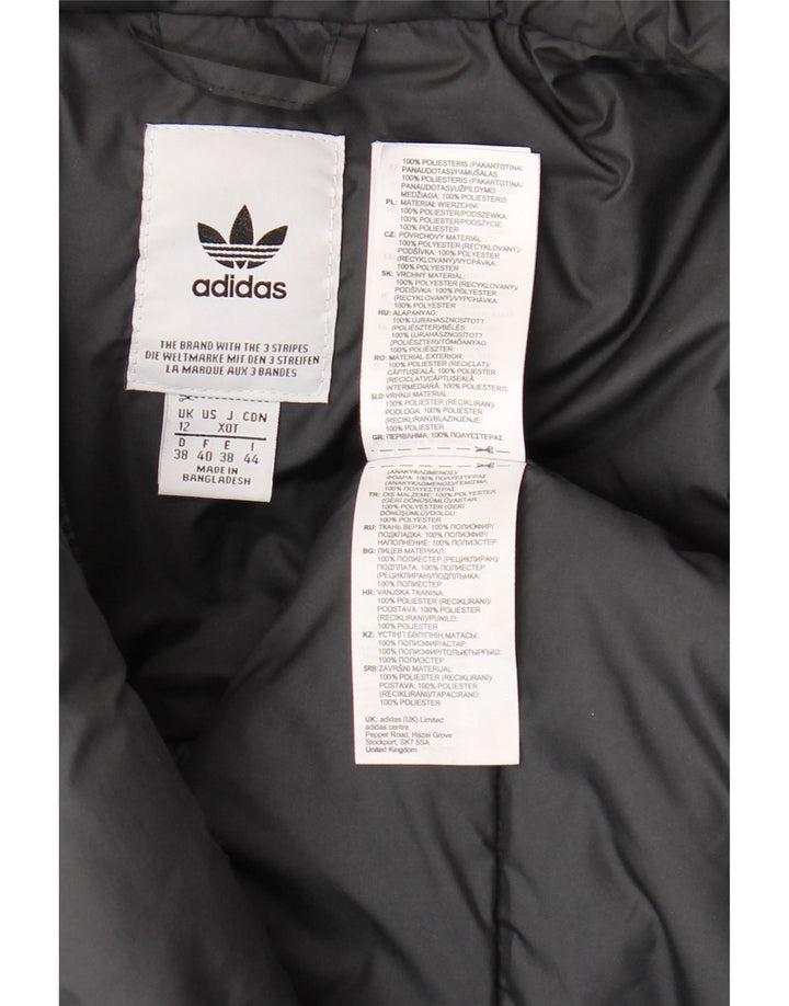 ADIDAS Womens Hooded Padded Jacket UK 12 Medium Black Polyester