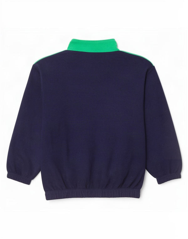 MONTGOMERY Mens Zip Neck Fleece Jumper XL Navy Blue Colourblock