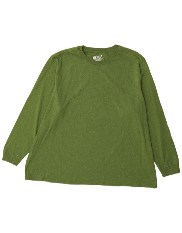 Carhartt Womens Loose Fit Graphic Top Long Sleeve UK 24/26 3XL Green Cotton