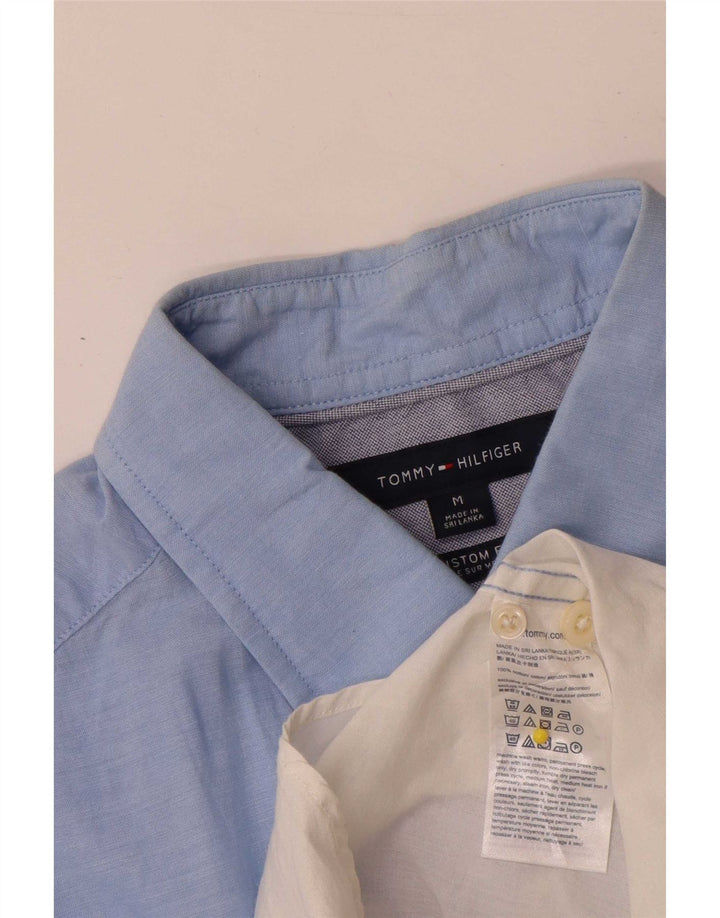 Tommy Hilfiger Mens Short Sleeve Custom Fit Shirt Medium Blue Colourblock