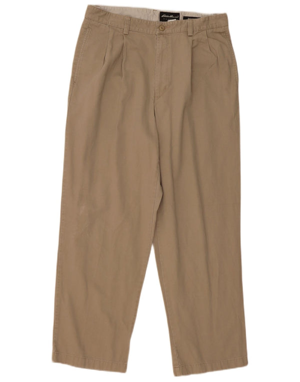 EDDIE BAUER Mens Pegged Relaxed Fit Chino Trousers W33 L30 Beige Cotton