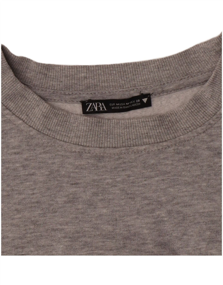 Zara Womens Crop Sweatshirt Jumper UK 12 Medium Grey