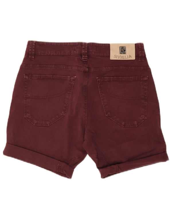 SIVIGLIA Womens Denim Shorts W32 Large  Burgundy Cotton