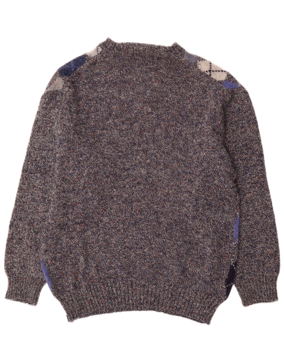 CONTE OF FLORENCE Mens Crew Neck Jumper Sweater Small Grey Argyle/Diamond