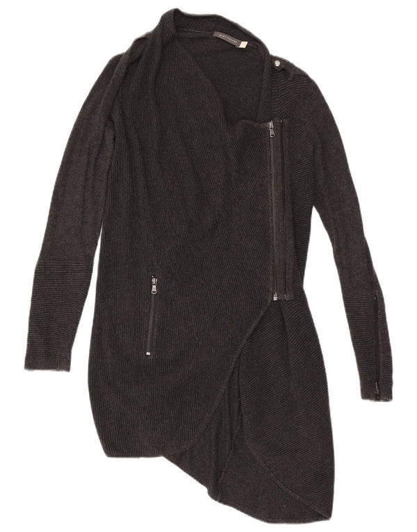 MINT VELVET Womens Asymmetric Cardigan Sweater UK 8 Small Grey Viscose