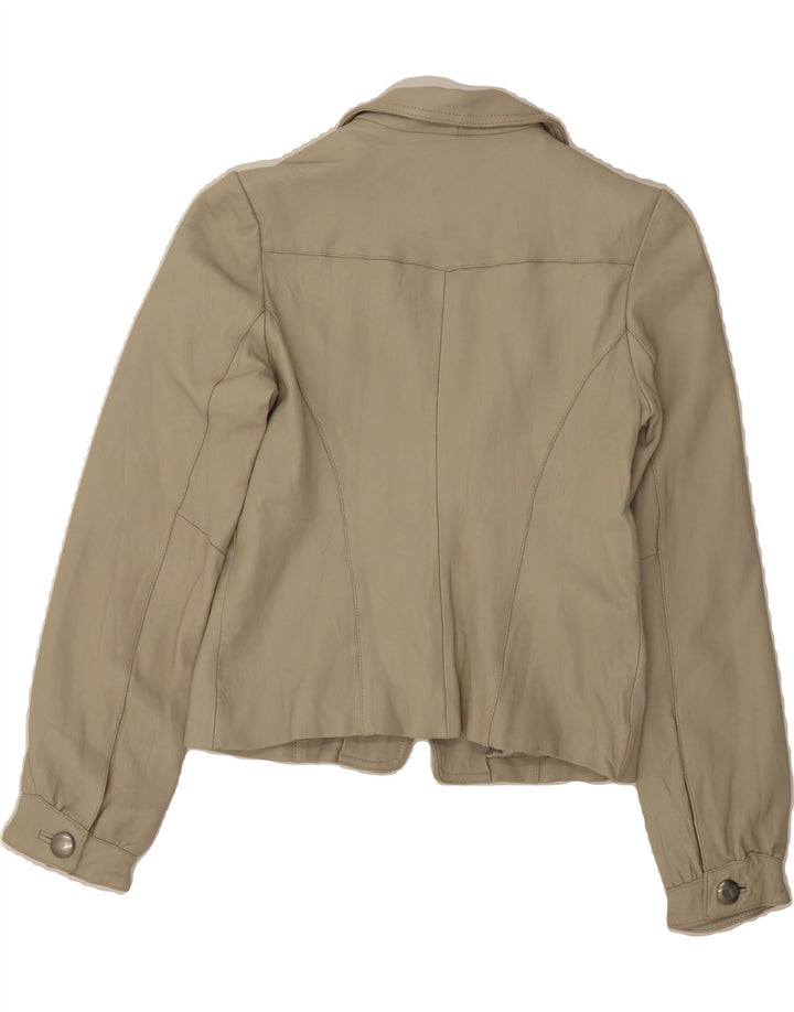 MOSSIMO Womens Leather Bomber Jacket UK 10 Small Grey Leather Vintage Mossimo and Second-Hand Mossimo from Messina Hembry 
