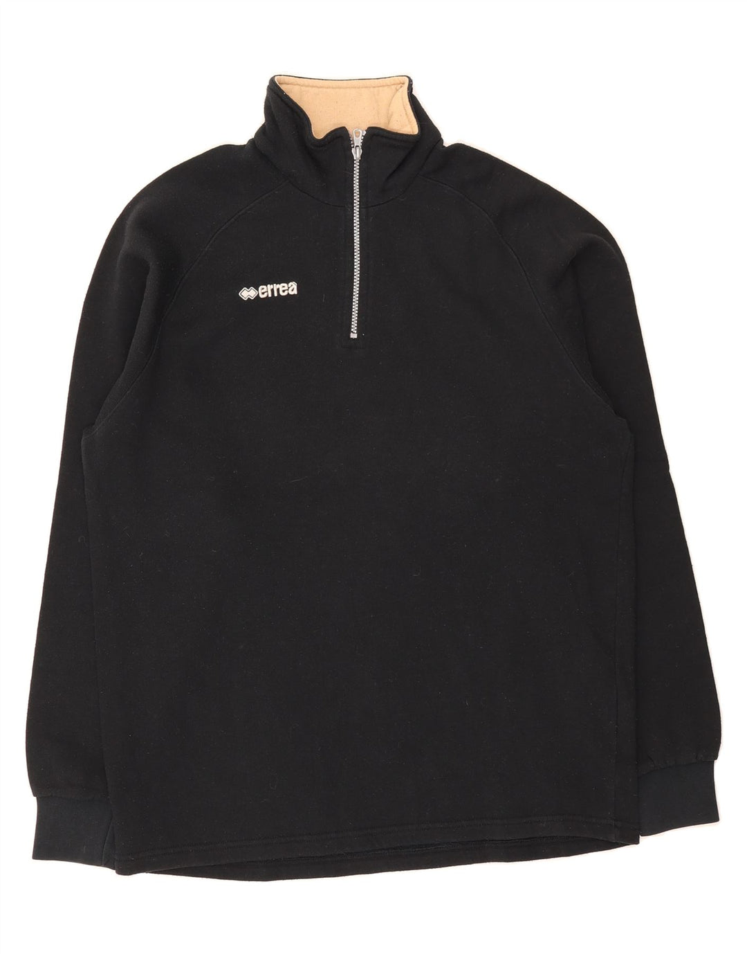 ERREA Mens Zip Neck Sweatshirt Jumper Large Black Cotton Vintage Errea and Second-Hand Errea from Messina Hembry 