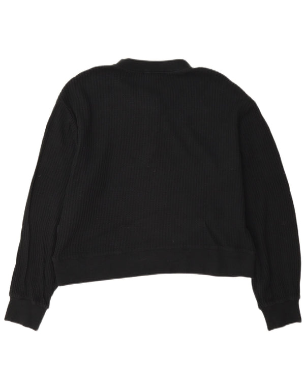 Vans Womens Oversized Crop Button Neck Sweatshirt Jumper UK 10 Small Black