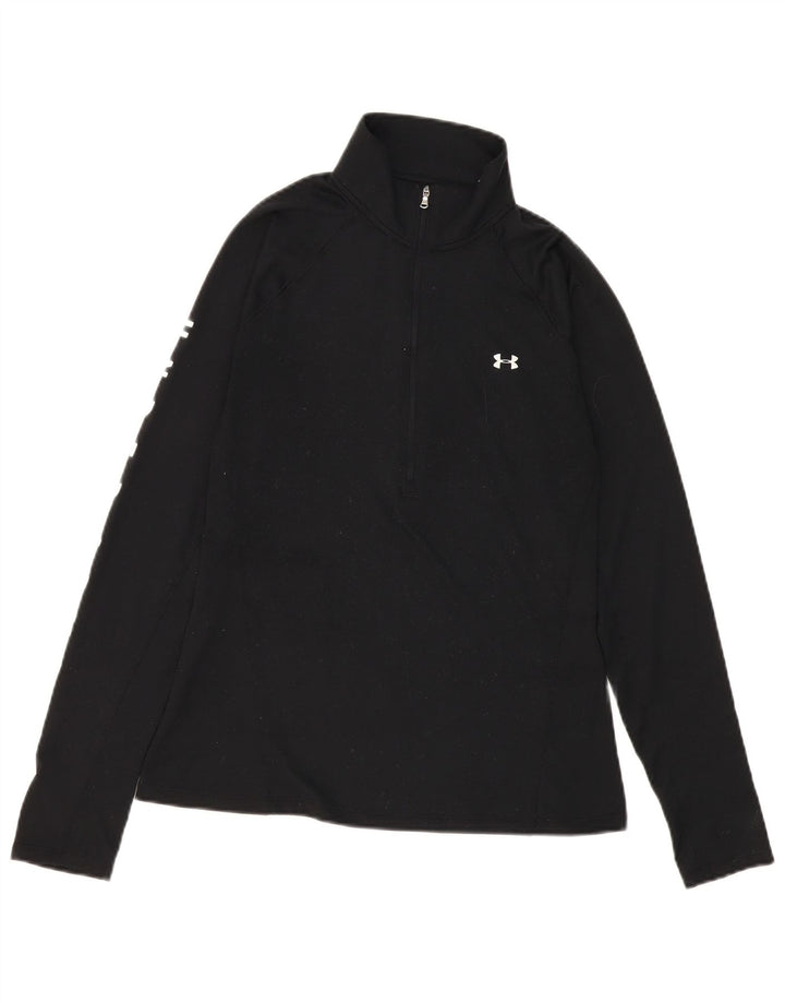 UNDER ARMOUR Mens Heat Gear Graphic Pullover Tracksuit Top Medium Black
