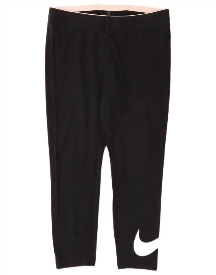 Nike Womens Graphic Leggings UK 16 Large  Black Cotton