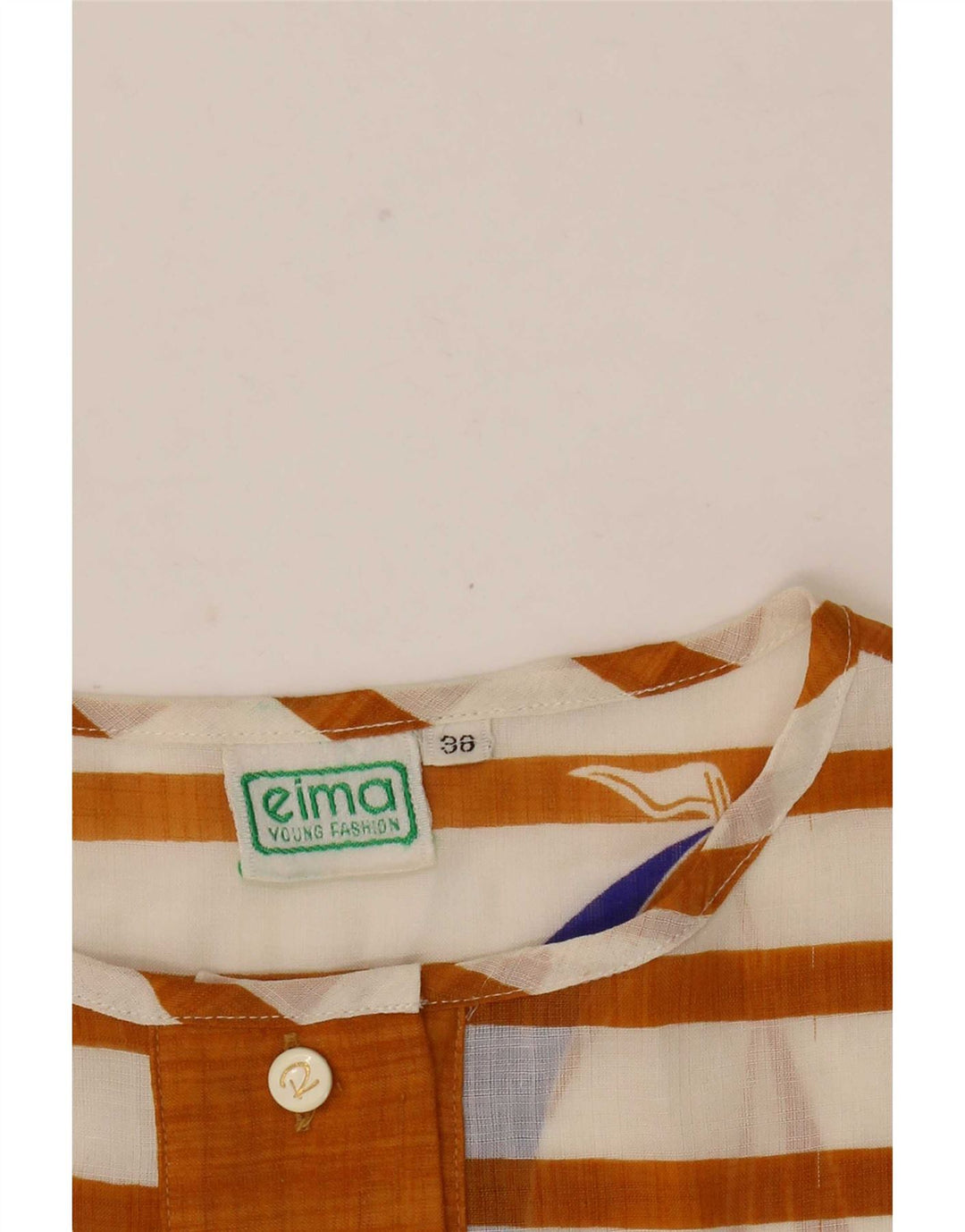 Vintage Womens Graphic Oversized Blouse Top EU 36 Small Brown Striped