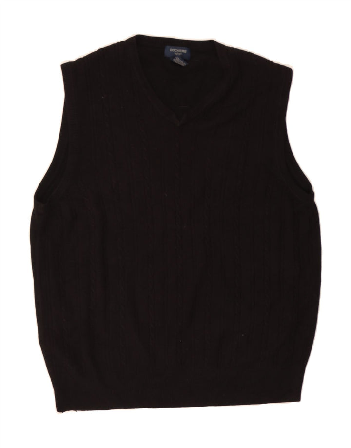 DOCKERS Mens Vest Tank Top Large Black Striped Acrylic Vintage Dockers and Second-Hand Dockers from Messina Hembry 