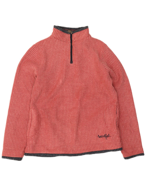 Weird Fish Womens Zip Neck Fleece Jumper UK 12 Medium Pink Polyester
