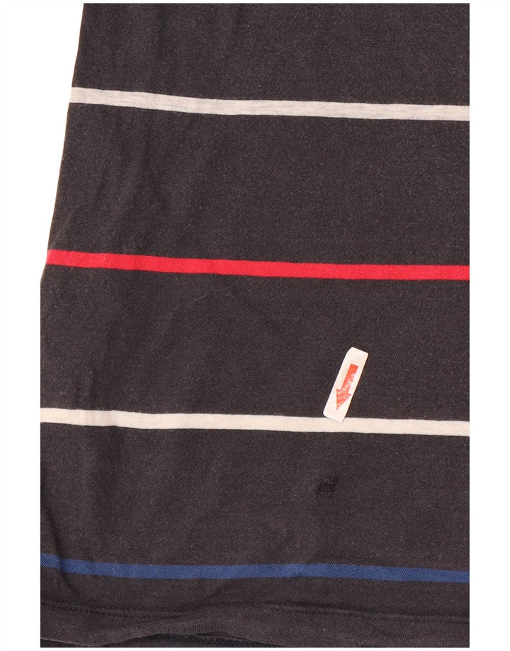 GANT Mens T-Shirt Top Large Grey Striped Cotton