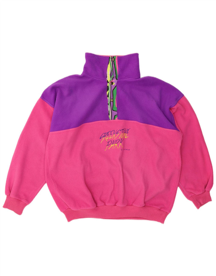 GREENSTONE PARK Womens Oversized Graphic Fleece Jumper UK 16 Large Pink