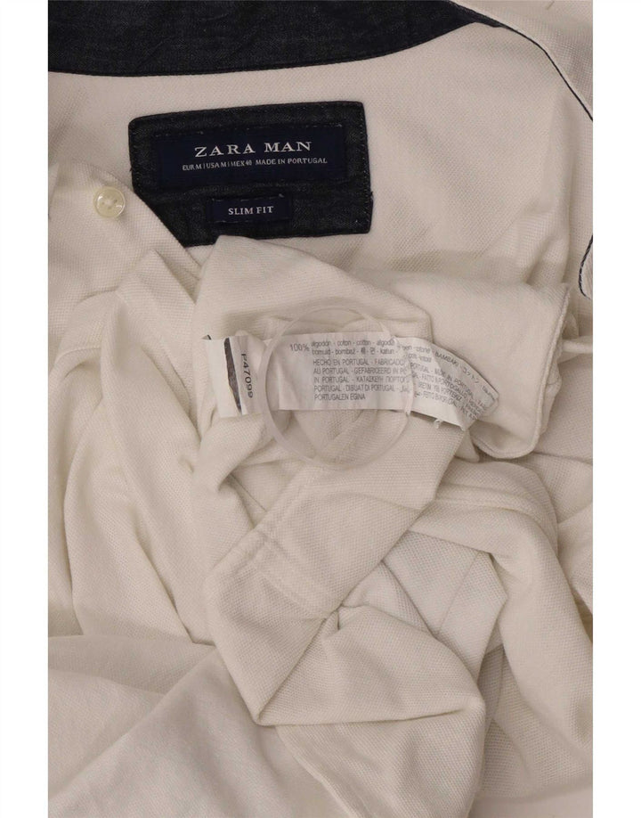 Zara Mens Short Sleeve Slim Fit Shirt Medium White Cotton