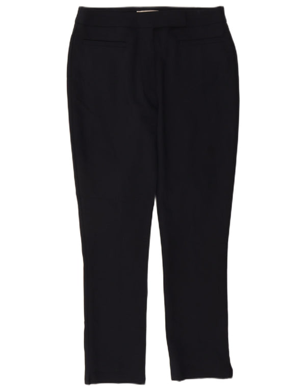 Hobbs Womens Slim Suit Trousers UK 10 Small Navy Blue Cotton
