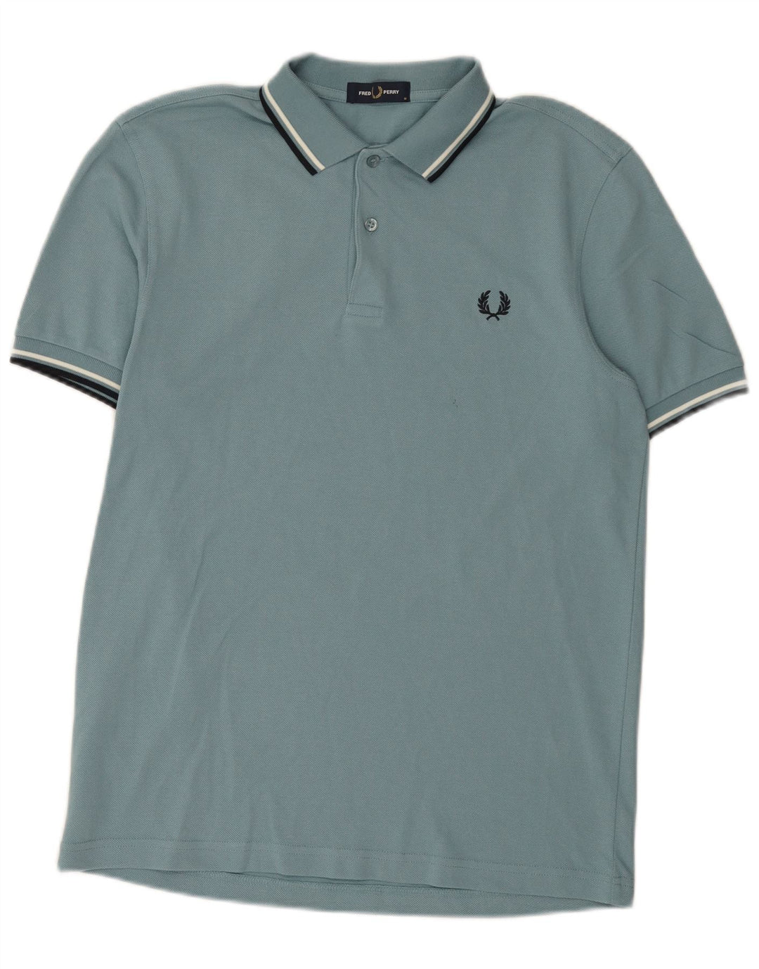 Fred Perry Mens Polo Shirt Medium Blue Striped Cotton
