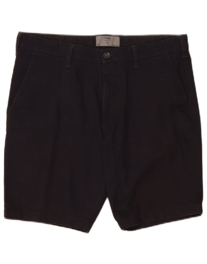 Marks & Spencer Mens Chino Shorts W32 Medium Navy Blue Cotton