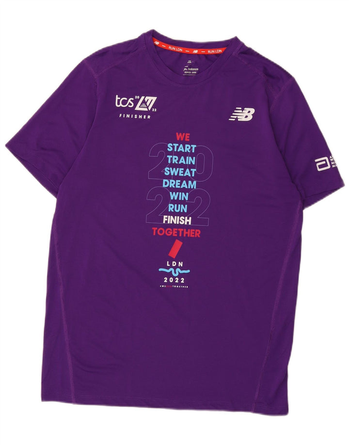 NEW BALANCE Mens Graphic T-Shirt Top Medium Purple Polyester