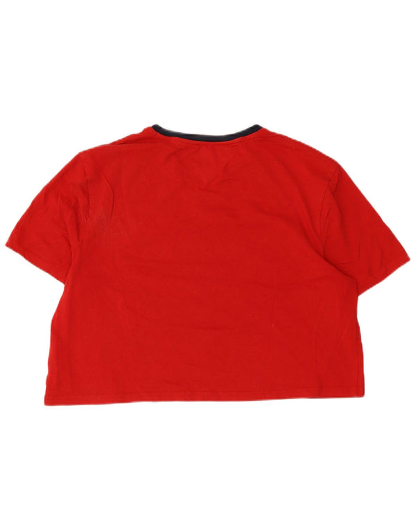 Tommy Hilfiger Womens Crop Graphic T-Shirt Top UK 14 Medium Red Cotton