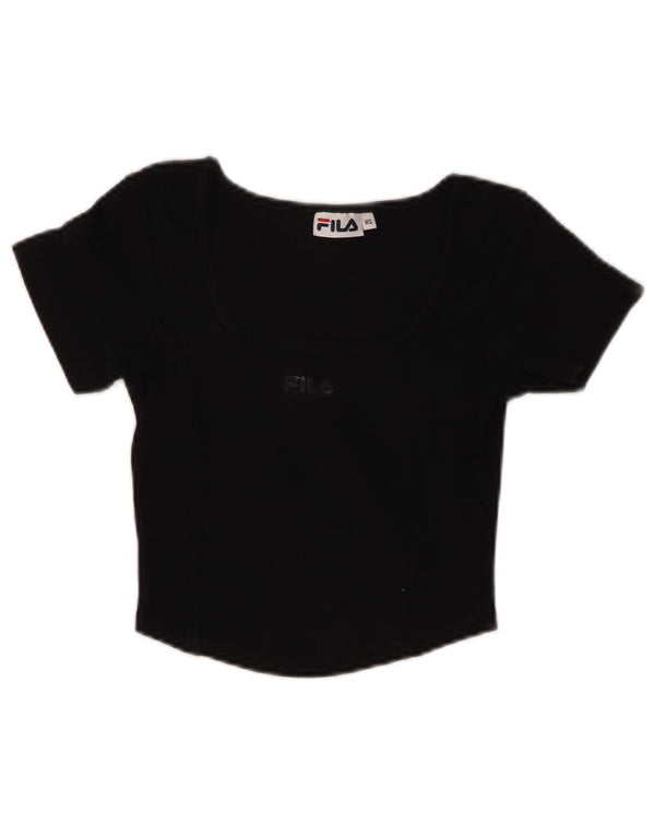 Fila Womens Crop T-Shirt Top UK 4 XS Black