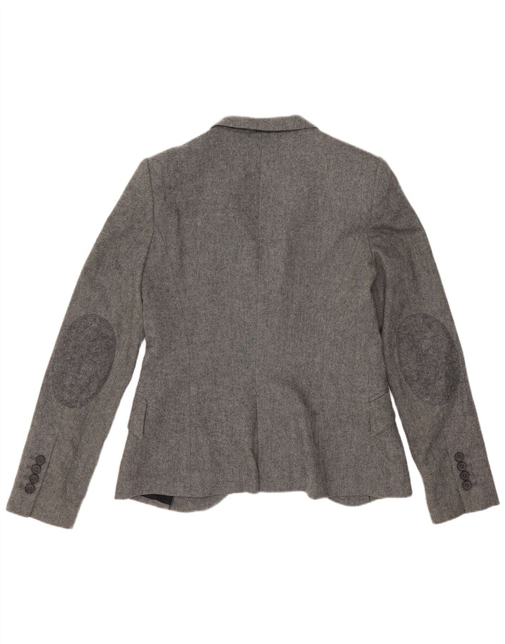 Zara Womens 1 Button Blazer Jacket UK 12 Medium Grey Viscose