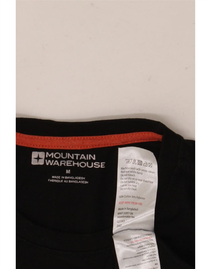 MOUNTAIN WAREHOUSE Mens Graphic T-Shirt Top Medium Black Cotton