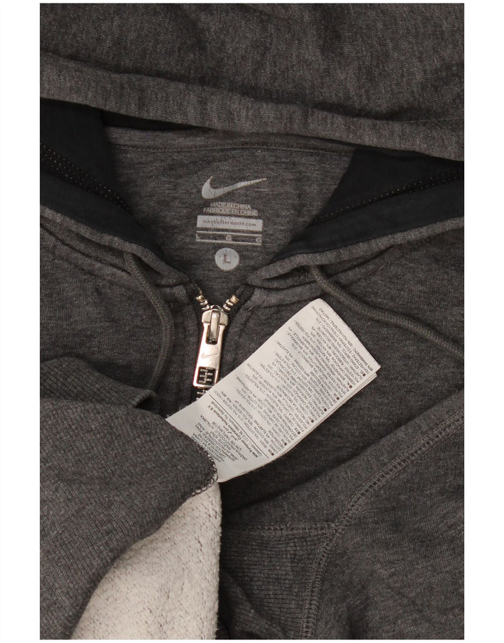 Nike Mens Zip Hoodie Sweater Large Grey Cotton