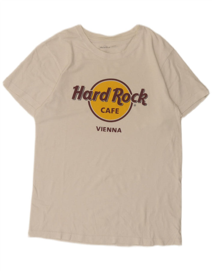 Hard Rock Cafe Mens Vienna Graphic T-Shirt Top Medium White