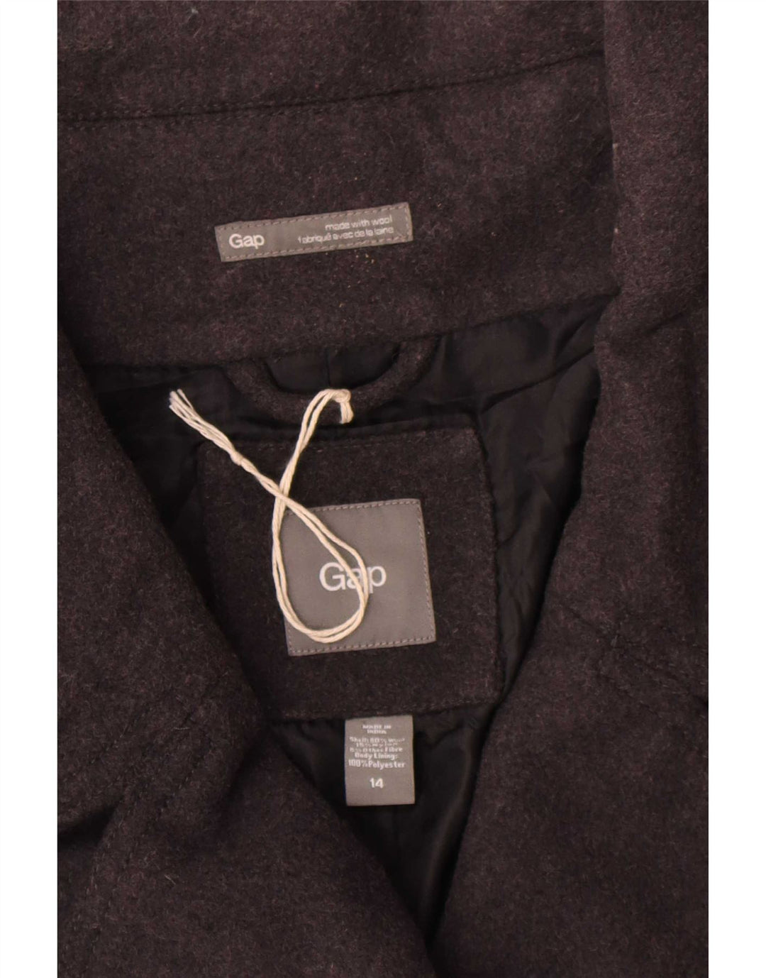 Gap Womens Pea Coat US 14 XL Grey Wool