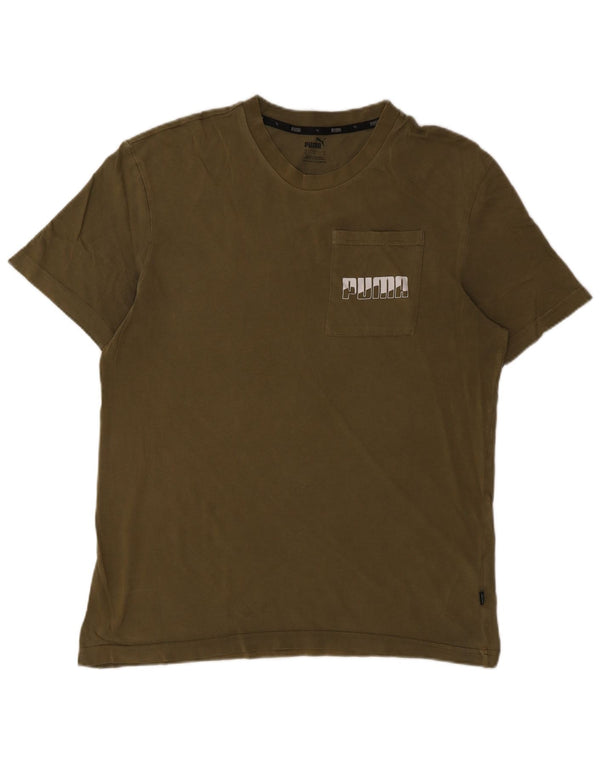 Puma Mens Graphic T-Shirt Top Small Khaki Cotton